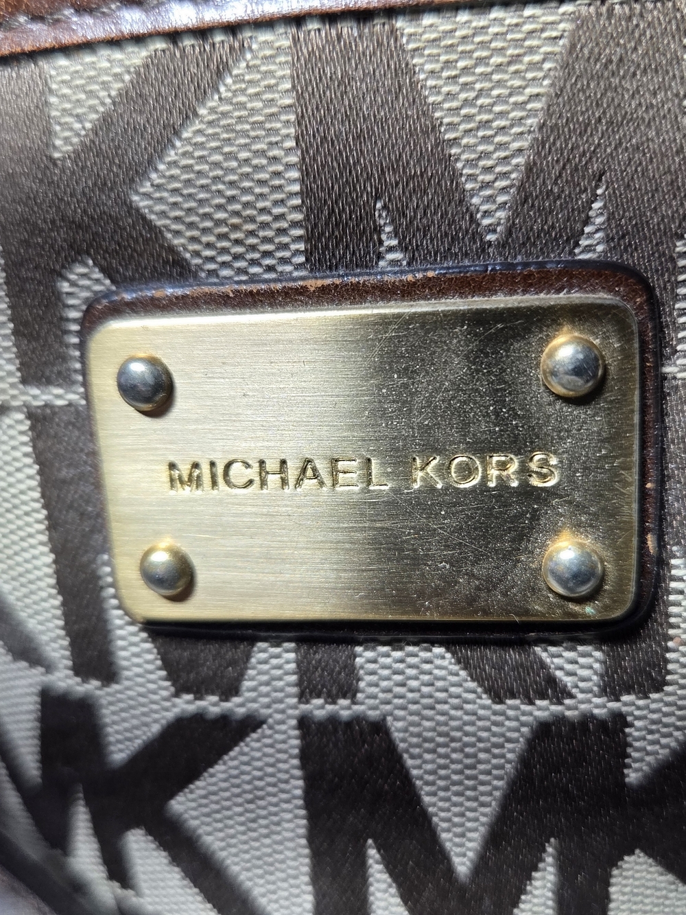 Michael Kors Men’s Brown Logo Leather-Trim Bag